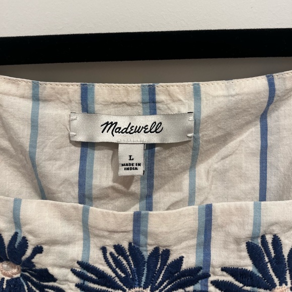 Madewell Floral Embroidered Stripe Butterfly Boho Top Size L - Picture 6 of 6